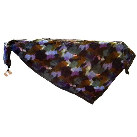 Yerse Scarf Wrap 100% Wool Asymmetrical Triangle Purple Green Brown New NWT - Picture 1 of 8